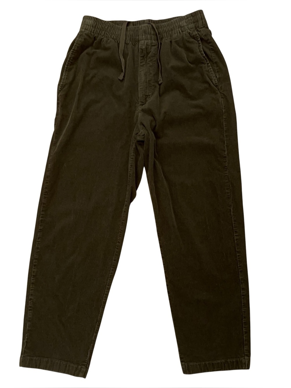 Uniqlo Corduroy Ankle Pants Mens Size S Drawstring Elastic Waist Stretch Green